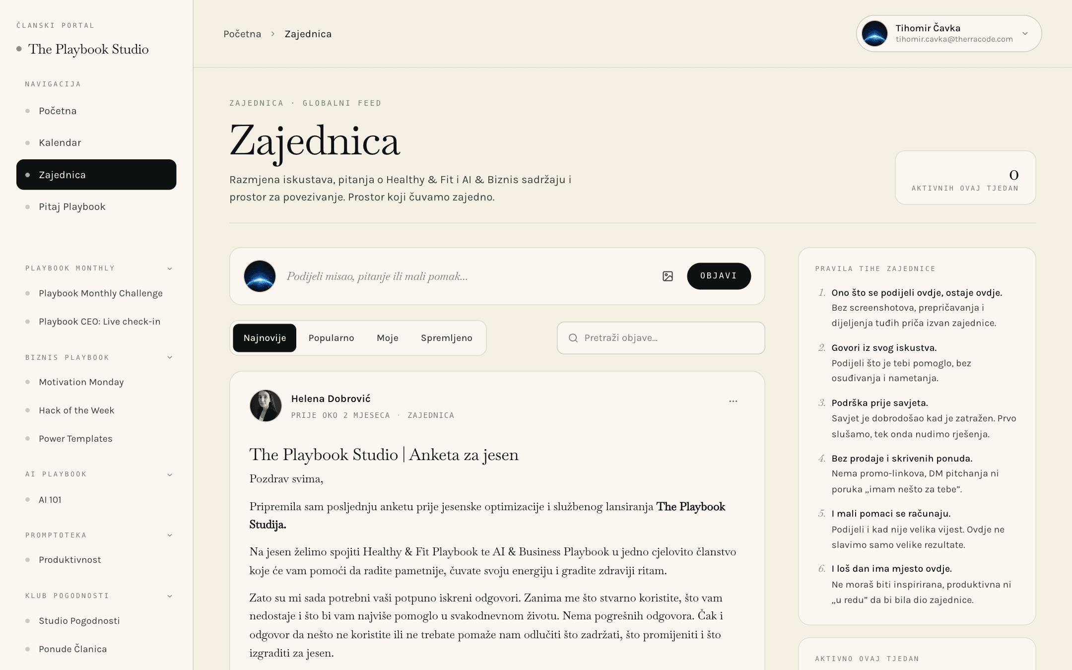 The Playbook Studio community feed